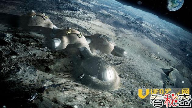 图为利用3D打印技术建造的穹顶状月球基地。